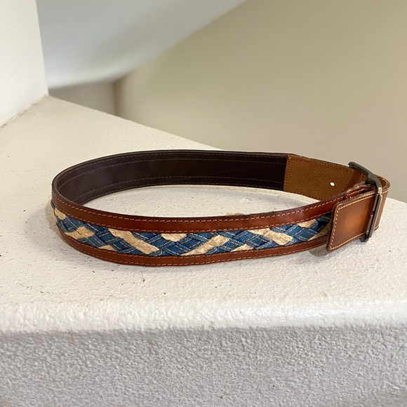 70s VTG LEVIS Straus Co Belt Mens 30  Hand Stained Lattigo Leather Brown Western - Picture 1 of 9
